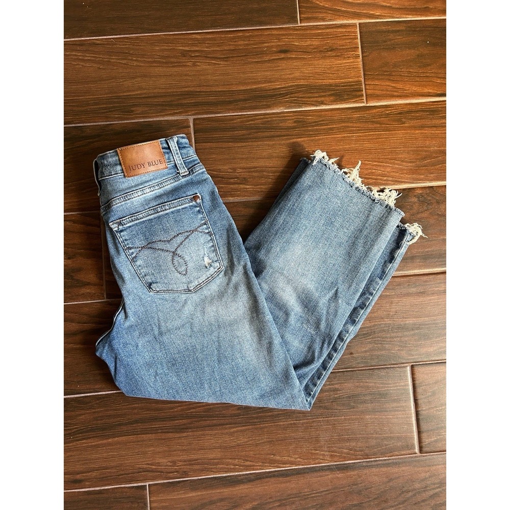 Judy Blue High Rise Medium Wash  Cropped Wide Leg Jeans 1/25 - Picture 4 of 8